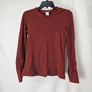 Sundance Women Thermal Top Blouse Shirt Size Medium Red Cotton Long Sleeve